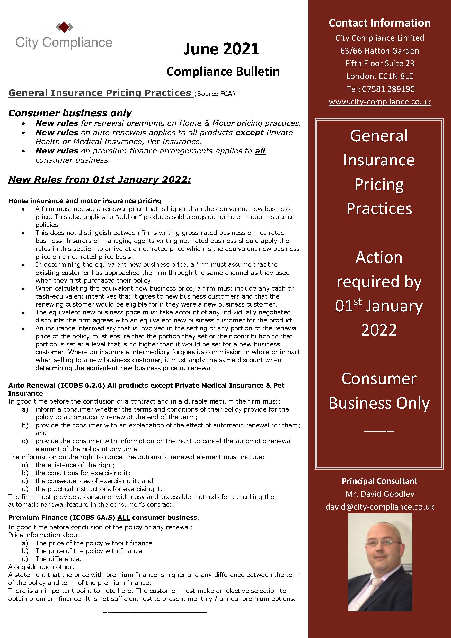 June 2021 General Insurance Pricing Practices Bulletin Final